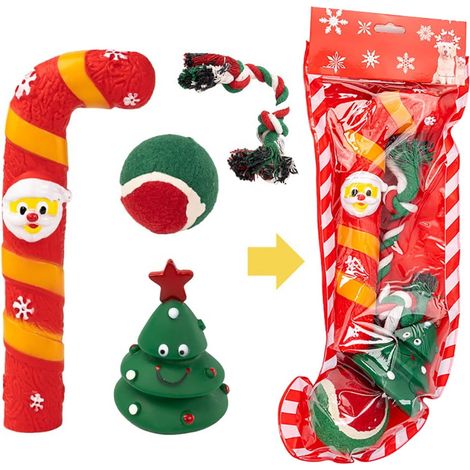 Jouet Pour Chien - Set De Jouets De Noël Avec Boules Et Peluches - Pour Jeux Interactifs En Intérieur - 1 Lot (1/5)