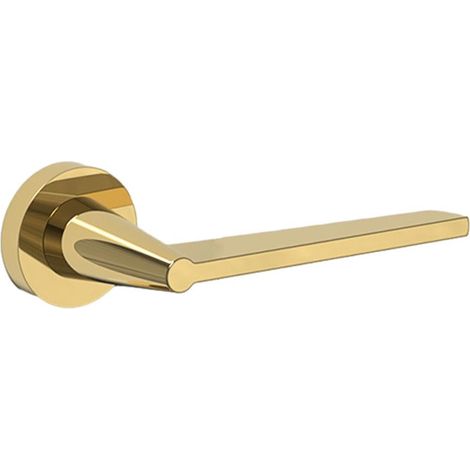 Ensemble de serrure de porte intérieure Modèle A, poignée en cuivre, pour chambre et salle de bain, revêtement or PVD, pour plus d'intimité (1/5)