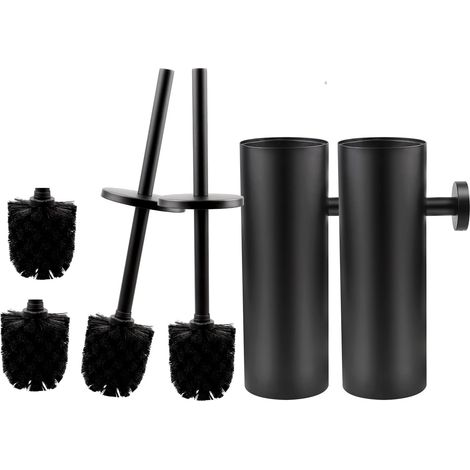 Brosse WC Noire avec 2 Recharges et Support