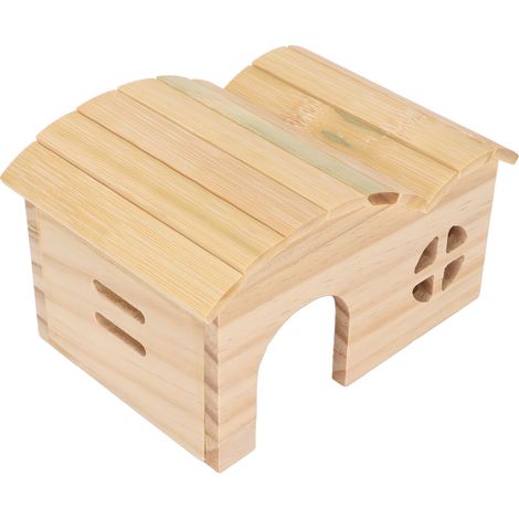 Maison en bois pour hamster, résistante aux morsures et sans fond, cabane en bambou pour hamsters, ours dorés et autres petits animaux (1/5)