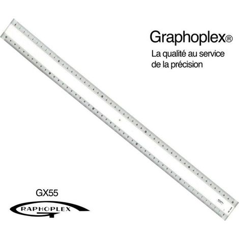 Graphoplex - Règle transparente 2 biseaux blancs + bosselage 50 cm