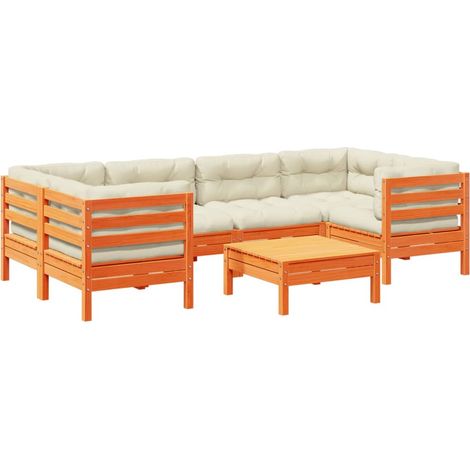 Maison Exclusive - Set de sofás jardín 7 pzas con cojines madera (1/5)