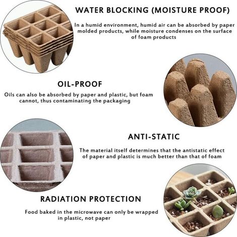 240 Pots Semis Biodegradables, Pots de Pépinière Carrés, 20 Morceaux de 12 Grilles pour Plantes, Fruits et Légumes (1/3)
