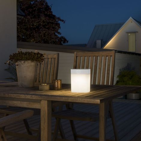 Solar LED Leuchte mit 3-Stufen Dimmer ASSISI, Höhe 14,5cm, IP44, Weiß (1/3)