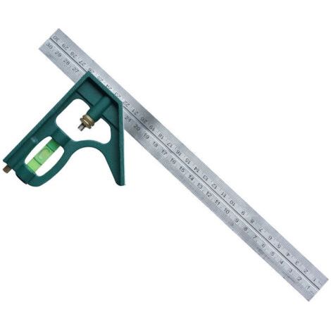 BARKBUSTERS12-Pouces Règle à Angle Droit Combinaison Carrée Combinaison Multifonctionnelle Universelle en Acier Inoxydable Réglable Outils de Mesure de Règle à Angle Droit(vert) (1/4)
