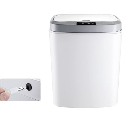 Intelligenter, weißer Sensor-Abfalleimer, 16 Liter Fassungsvermögen, automatische Infrarot-Öffnung, Bewegungssensor für das Badezimmer (1/2)