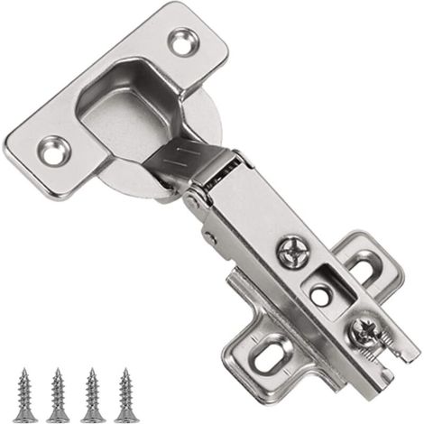 Furniware 2 pièces Recouvrante Charniere Porte Cuisine, angle d'ouverture 110 ° de Charniere Porte Placard charnière pour porte meuble de cuisine charnière de porte