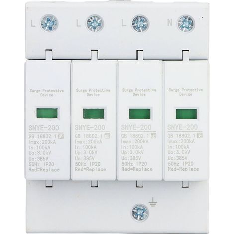 royaluxe -Protect de surtension, coque PC, fenêtre visuelle, Terminal isolé, conception enfichable, dispositif de protection AC blanc 200KA 4P 385V (1/5)