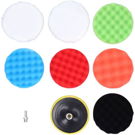 Ensemble de 9 tampons de polissage et éponges de polissage de 150 mm de diamètre pour voitures et bateaux