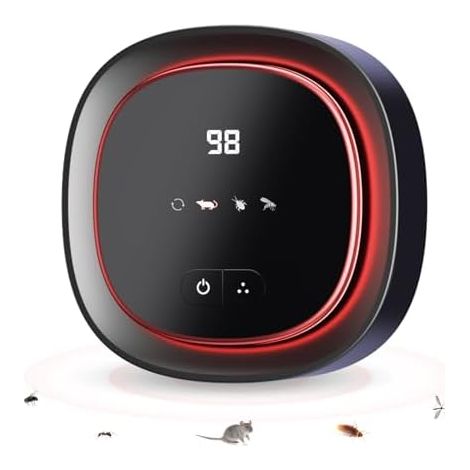 Ultrason Souris et Rats, 4 Modes Repulsif Rats Puissant, 360° Ultrasons pour Intérieur, 300 M² Répulsif Moustiques Cafards Insectes, Rongeurs, Mouches -