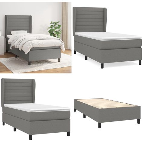 Boxspringbett mit Matratze Dunkelgrau 90x200 cm Stoff - Boxspringbett - Doppelbett - Bettenrahmen - Lattenrost - Matratze - Home & Living (1/5)