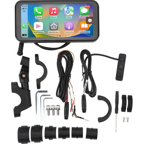 Écran tactile sans fil pour moto, 6.25 pouces, pour Carplay Android Auto, système de Navigation GPS Portable résistant à l'eau (1/5)