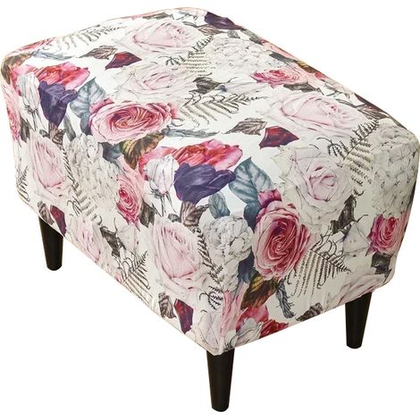 Fodera per pouf/poggiapiedi - MOTIVO FIORI ROSA