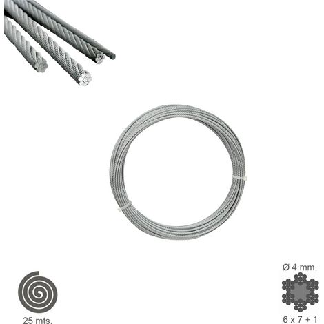 Cavo zincato da 4 mm (rotolo da 25 metri) senza sollevamento (1/5)