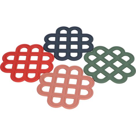 Lot de 4 dessous de plat en silicone ajourés, résistants à la chaleur et antidérapants, en porcelaine nouée, pour table de cuisine