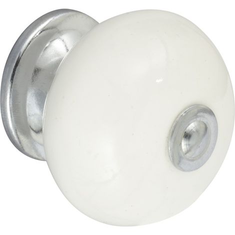 Bouton de meuble boule en porcelaine blanc brillant – Diamètre 40 mm – Fixation à vis fournie – Pour meubles modernes – Niubó