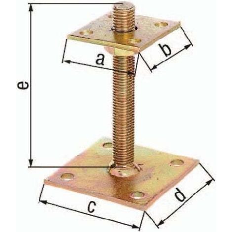 Base de poteau en I 70x70x100x100x150mm – Acier galvanisé brut – Fixation à visser – Pour chantiers extérieurs – (1/5)