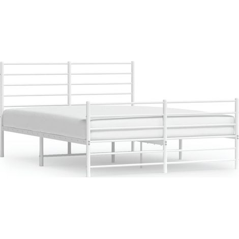 Cadre de lit métal avec tête de lit-pied de lit blanc 140x190 (1/5)