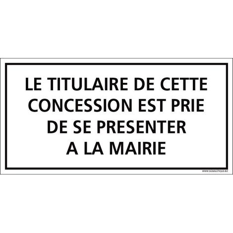 PLAQUE CONCESSION ECHUE CIMETIÈRE (G1612). Plastique PVC 1,5 mm .  - Plastique PVC 1,5 mm