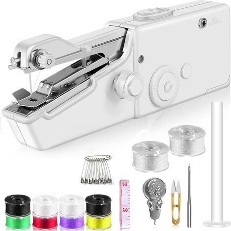 Machine à coudre à main, mini machine à coudre sans fil, machine à coudre électrique portable, points rapides et faciles pour vêtements en tissu, vêtements pour enfants et vêtements d'animaux (1/5)