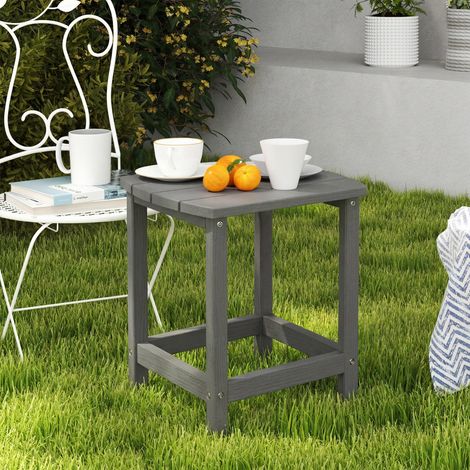 Tavolo da giardino, tavolo da balcone resistente alle intemperie in HDPE, tavolo da pranzo/da campeggio per giardino, patio, balcone, 48x37x46 cm, grigio