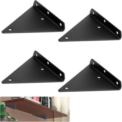 4 Pièces Support Etagere Triangle, 14 x 13 cm Supports D'étagère Flottant, Support Etagere Invisible, Support Etagere Murale Métal, Fixation Invisible Étagère pour Étagères Ouvertes (1/5)