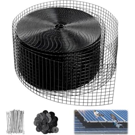 Filet Anti-pigeons pour Panneaux Solaires 20 cm x 30 m, PVC Galvanisé à mailles, anti-pigeons et anti-oiseaux, Protection des Panneaux Solaires, pour Protection des Toits Contre Oiseaux et Animaux (1/5)