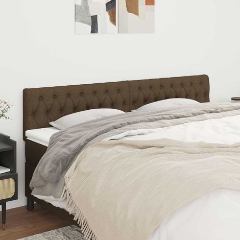 Tête de lit 180 x 7 x 78/88 cm en tissu marron foncé, hauteur réglable - PANGIVO (1/5)