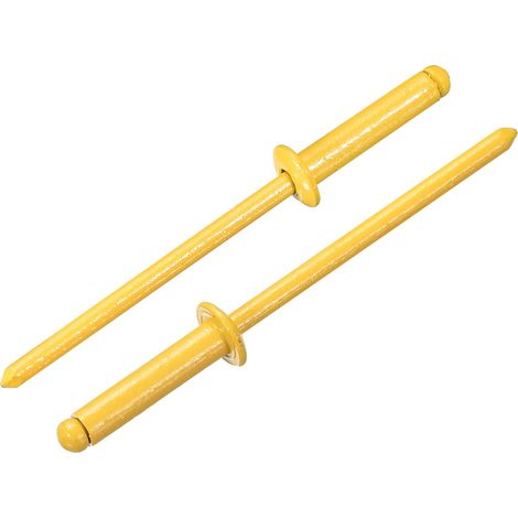 50 Pièces 3.2 x 14 mm Rivets Aveugles En Aluminium Prise En Aluminium Et Mandrin En Acier, Rivets Fendus à Tête Bombée Pour Métal, Meubles, Automobile, Jaune (1/5)