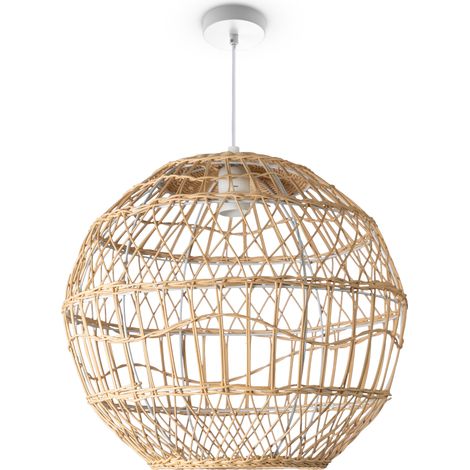 Paco Home Luminaria Suspensión Salón Bohemia Lámparas Cesta Lámpara Colgante Crema (Ø40 cm), Lámpara colgante - Tipo 6