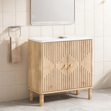 Meuble de salle de bain roble en MDF 60 x 30 x 63 cm (1/5)
