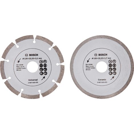 Bosch Diamanttrennscheiben-Set für Fliesen und Baumaterial, Ø 125 mm, 2 tlg.