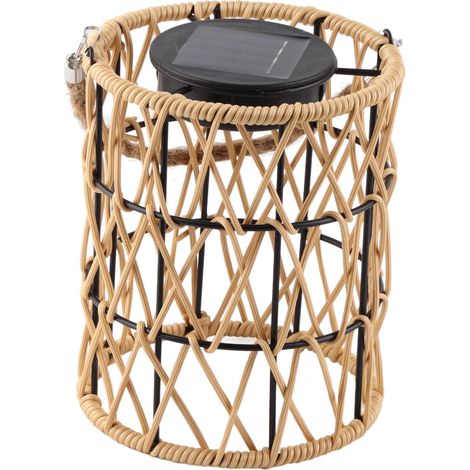Lanterne solaire suspendue d'extérieur, lanterne solaire LED étanche IP44, lanterne décorative en rotin pour table, terrasse, jardin, cour, lumière chaude (1/5)