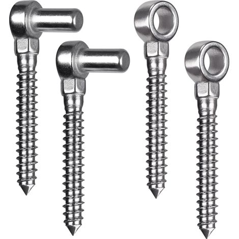 Charnière de Portail M12, 2 Set Quincaillerie à œillet et Goupille Crochet à Vis de Ferme Robuste en Métal pour Clôture en Bois/Portail de Jardin/Portail de Champ/Allée, 11cm (1/5)