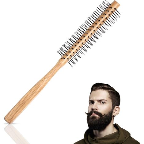 Brosse à Barbe Ronde Pour Homme, Brosse à Cheveux de coiffage Antistatique pour barbe et poils courts, (1/5)