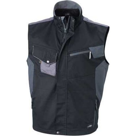 James & Nicholson Workwear Weste JN822 Gr. 6XL black/carbon (1/4)