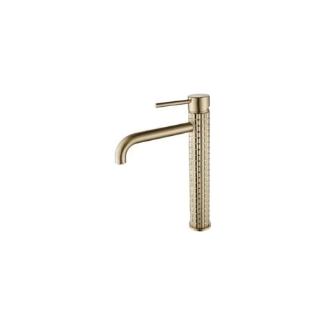 Robinet Salle Bain Or Brossé - Mitigeur Lavabo Haut Robinet Lavabo Doré - Robinetterie Vasque à Poser en Laiton