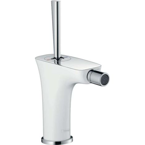 Hansgrohe PuraVida - Miscelatore monocomando per bidet con sistema di scarico a tirante, bianco/cromato 15270400 (1/3)