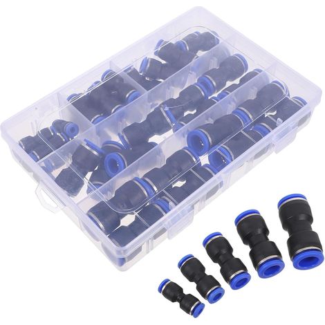 40 Raccords Pneumatiques à Connexion Rapide en Plastique Robuste Tailles 5/32 à 1/2 Pouce Kit 40 Pièces Mallette de Rangement Raccords Rapides pour Tuyaux D’Air Comprimé et