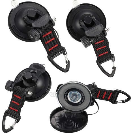 Confezione da 4 ancore a ventosa con gancio di fissaggio, gancio di sicurezza a ventosa per tenda laterale per auto, tenda da campeggio, accessorio per telone 18×9 cm (1/5)