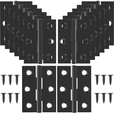 (16 pièces) Charnières de porte, charnières de fenêtre, ferrures pour meubles en acier inoxydable, y compris les vis (noires). (1/5)