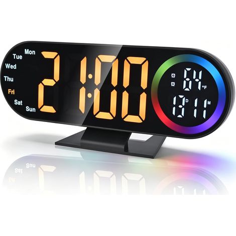 Geeignet für Erwachsene, Kinder und Senioren sowie für Teenager (orange), 2 Alarmspiegel und 3 Helligkeitsstufen. Großes LED-Display für neben dem Bett. (1/5)