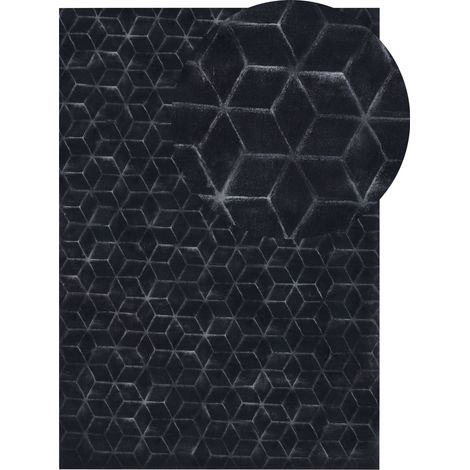 Tappeto in pelliccia di coniglio sintetica Soffice 160 x 230 cm Nero Thatta (1/5)
