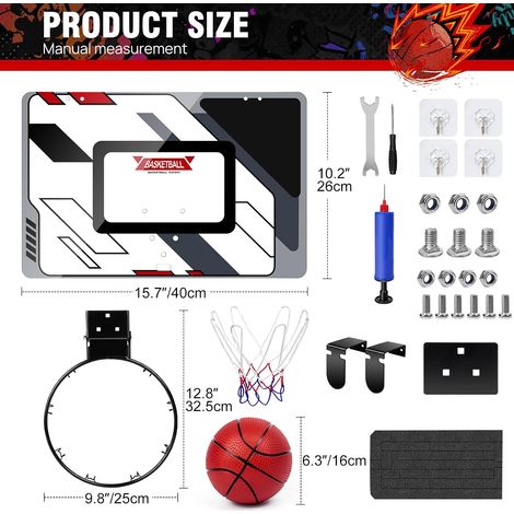 Mini ensemble de support de basket-ball d'intérieur, mini support de basket-ball portable, peut être accroché à la porte, au mur, adapté à la chambre, jouets de basket-ball de piscine (1/5)