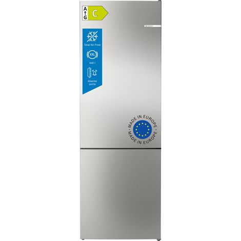 Bosch Serie 6 KGN494ICF Frigorifero Combinato da libera installazione 203 x 70 cm Acciaio anti-impronta Classe C. Capacità netta totale: 440 L. Cerniera porta: Destra. Classe climatica: SN-T, Emiss... (1/5)