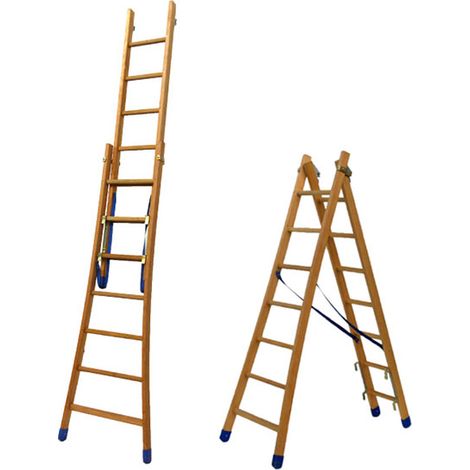 Echelle bois transformable 2x13 barreaux - Hauteur à atteindre 5.64m - BT2-350