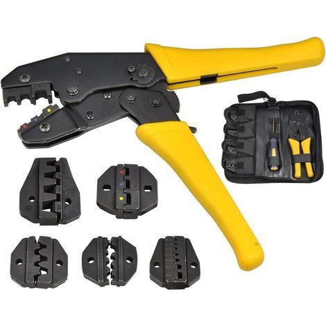 Pince Sertir Cosse Électrique: 5 en 1 Pince à Sertir Cosses Électriques Embout de Cable Kit Outillage Electricien pour Connecteur Isolé avec Sac Outil Sertissage (1/4)