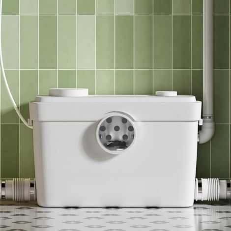 Pompe macerator 750 W pour système de levage de WC Moteur en cuivre 3 raccords toilettes douche lavabo hauteur de refoulement de 11 m plat pour montage mural (1/5)