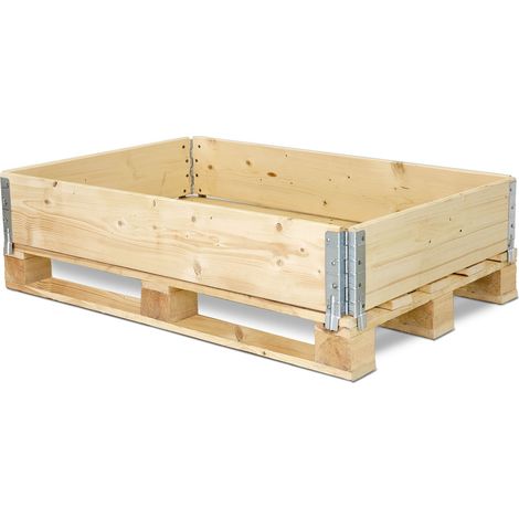 Garronda Holzaufsatzrahmen für Palette Aufbewahrungskiste aus Holz Palettenaufsatzrahmen Holzkiste (ohne Palette) Natural 1 Stück 120x80x20 cm GD-0096