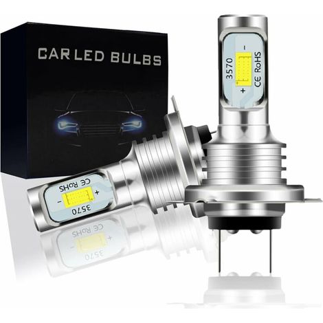 Ampoules LED H7 pour feux antibrouillard, feux de route, feux de croisement et phares sans ventilateur, 6000K blanc froid, puces CSP, Play and Plug, remplacement des ampoules halogènes (Pack de 2) (1/5)